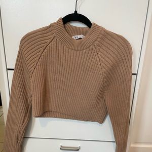 Zara Chunky Cropped Sweater Brown